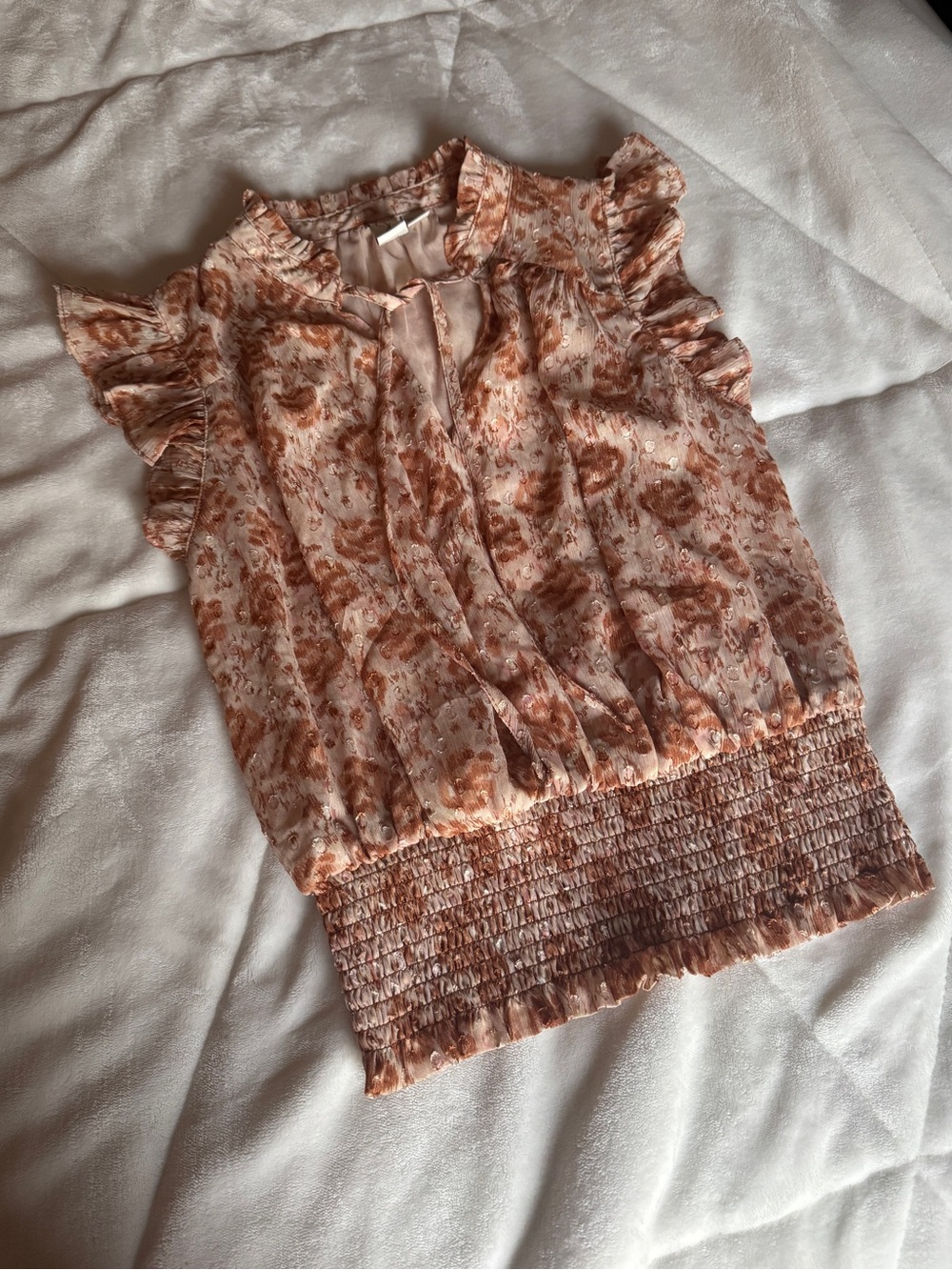 Jolie Floral Ruffle Sleeve Smocked Waist Top